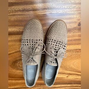 Eileen Fisher Beige Woven Lace-Up Oxfords